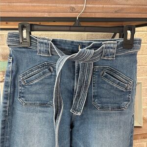 MOTHER High Rise Denim Jeans with Tie Belt